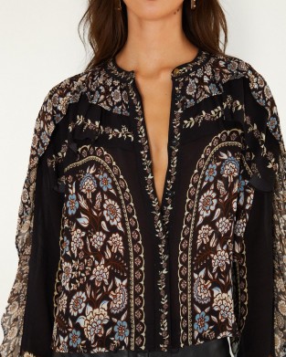 Farm Rio Daniela Long Sleeve Ruffled Μπλούζα