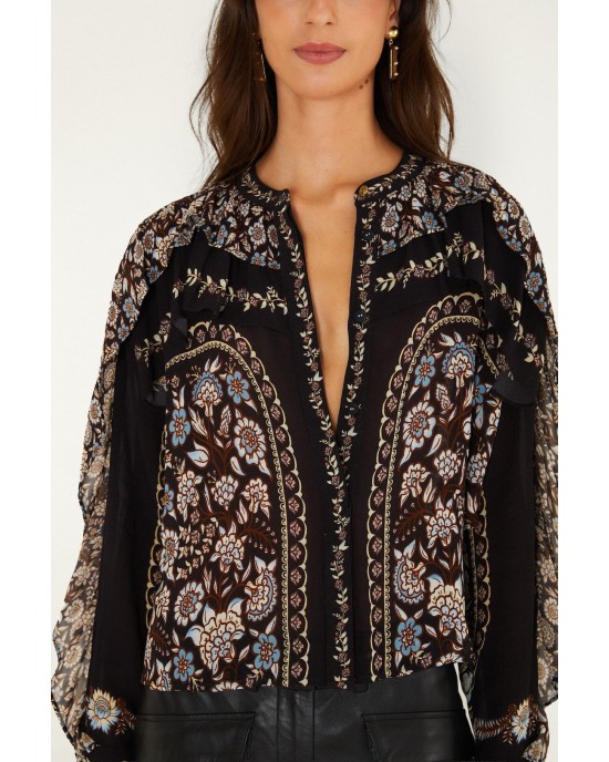 Farm Rio Daniela Long Sleeve Ruffled Μπλούζα