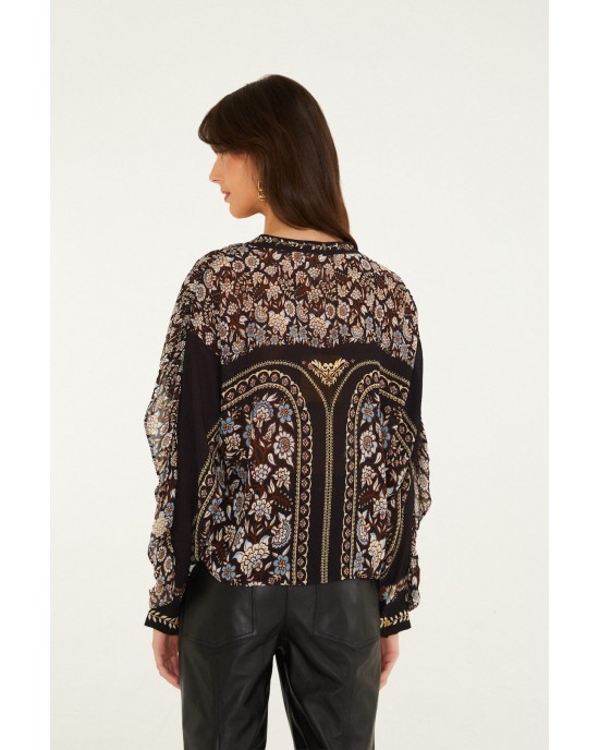 Farm Rio Daniela Long Sleeve Ruffled Μπλούζα
