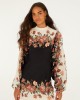 Farm Rio Winter Floral Long Sleeve Mini Φόρεμα