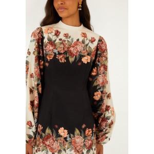 Farm Rio Winter Floral Long Sleeve Mini Φόρεμα