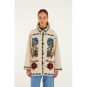 Farm Rio Lunar Boho Buttoned Fleece Παλτό