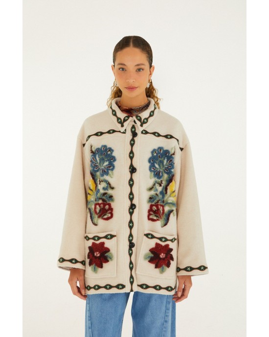 Farm Rio Lunar Boho Buttoned Fleece Παλτό