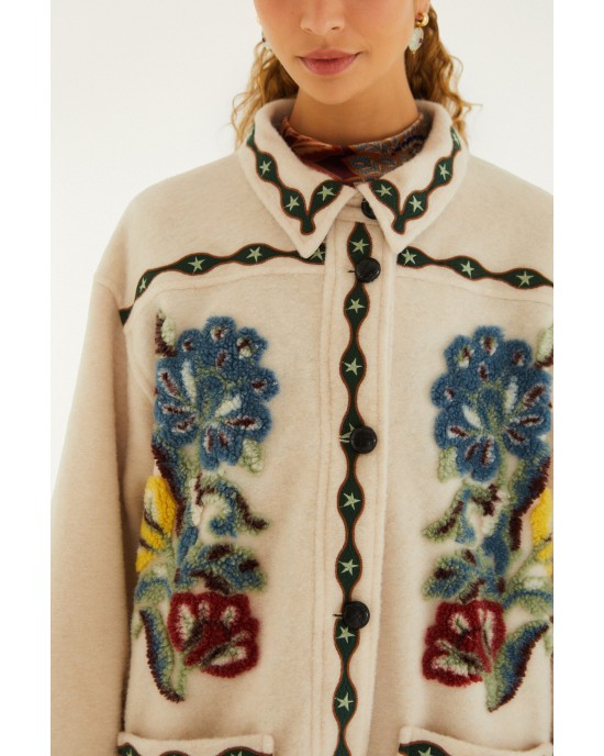 Farm Rio Lunar Boho Buttoned Fleece Παλτό