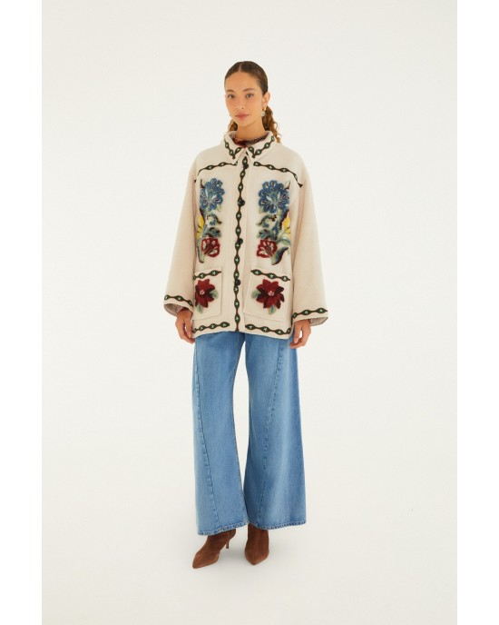 Farm Rio Lunar Boho Buttoned Fleece Παλτό