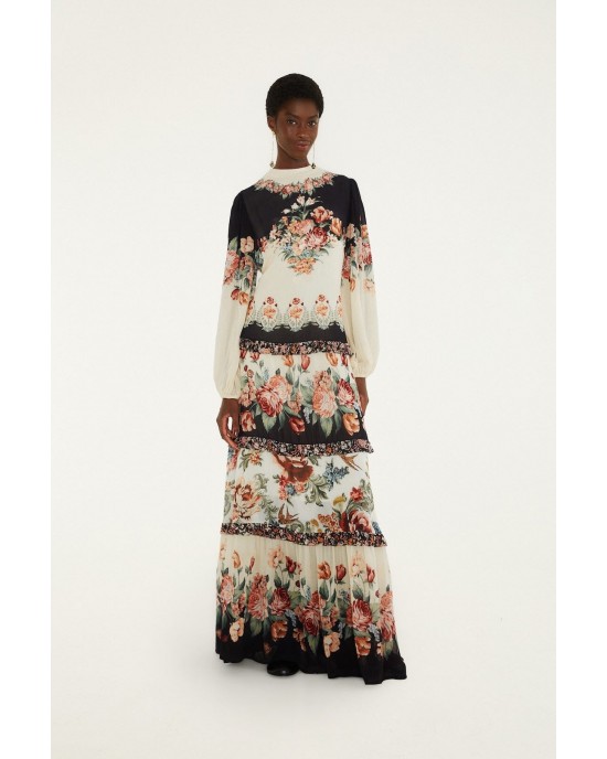 Farm Rio Winter Floral Long Sleeve Maxi Φόρεμα