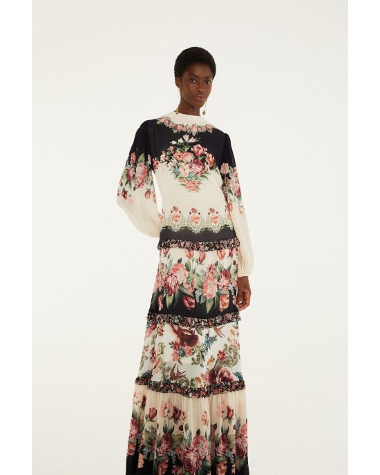 Farm Rio Winter Floral Long Sleeve Maxi Φόρεμα