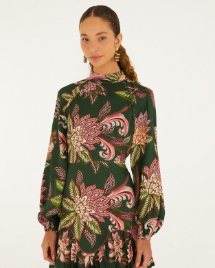 Farm Rio Arabesque Paradise Floral Ruffled Hem Mini Φόρεμα