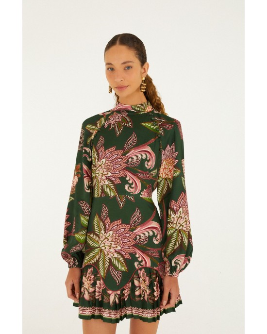 Farm Rio Arabesque Paradise Floral Ruffled Hem Mini Φόρεμα