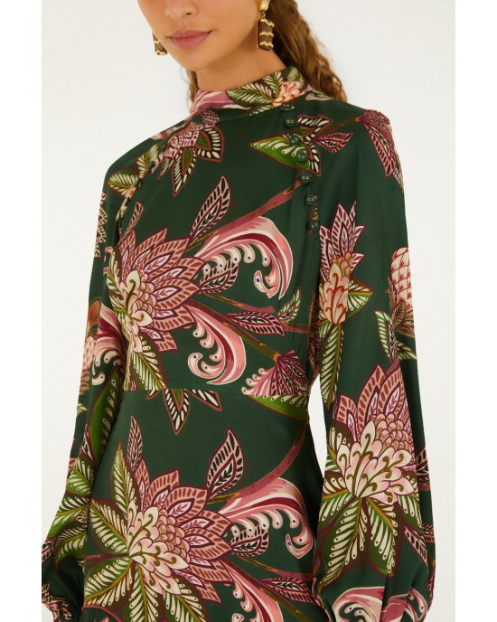 Farm Rio Arabesque Paradise Floral Ruffled Hem Mini Φόρεμα