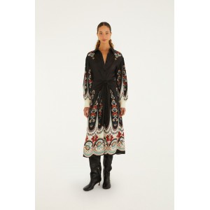 Farm Rio Nikita Winter Black Midi Φόρεμα