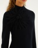 Farm Rio 3D Flower Long Sleeve Black Maxi Φόρεμα