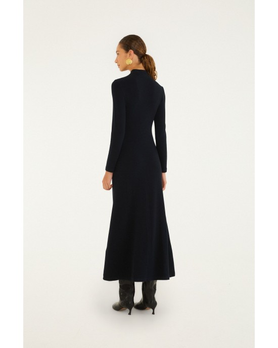 Farm Rio 3D Flower Long Sleeve Black Maxi Φόρεμα