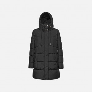 Geox Dalyla Black Long Parka Quilted Μπουφάν