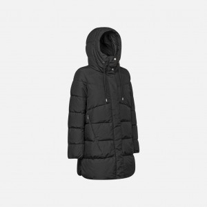 Geox Dalyla Black Long Parka Quilted Μπουφάν