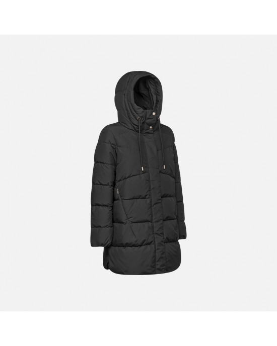 Geox Dalyla Black Long Parka Quilted Μπουφάν