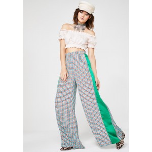 Glamorous Rust Grid Σετ Crop Top & Παντελόνα Πράσινο