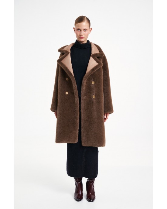 Glox Faux Fur Brown Παλτό
