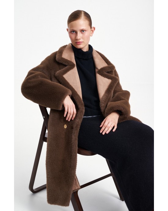 Glox Faux Fur Brown Παλτό
