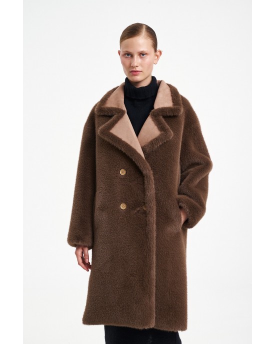 Glox Faux Fur Brown Παλτό