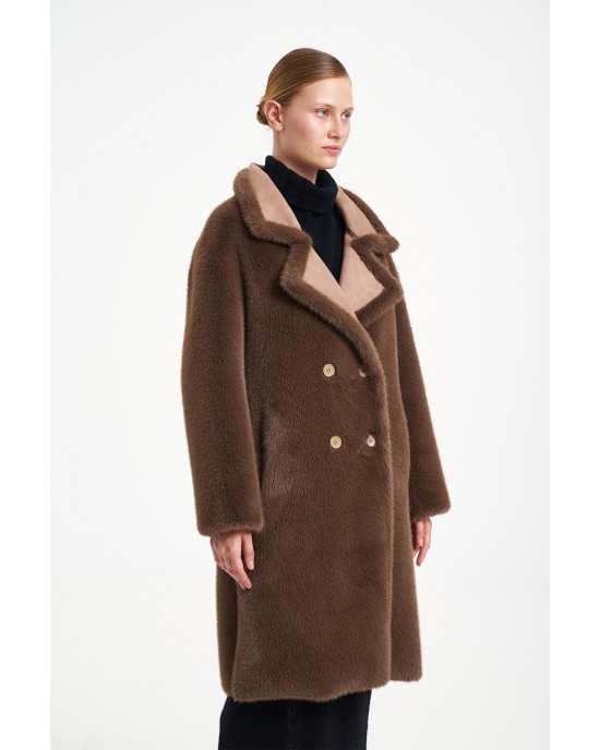 Glox Faux Fur Brown Παλτό