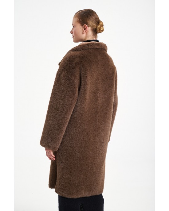 Glox Faux Fur Brown Παλτό