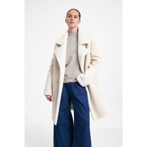 Glox Μάλλινο Παλτό Διπλής Όψης Off White