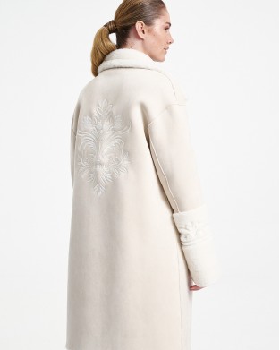 Glox Μάλλινο Παλτό Διπλής Όψης Off White