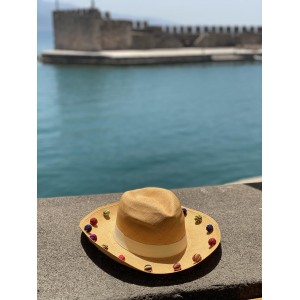 Moi Allegra Pom Pom Ψάθινο Καπέλο