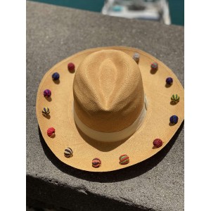 Moi Allegra Pom Pom Ψάθινο Καπέλο