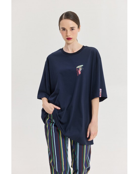 Hemithea Cheetah Miragia T-shirt Blue Μπλούζα