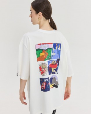 Hemithea Cheetah One Day At Miragia T-shirt Off White Μπλούζα