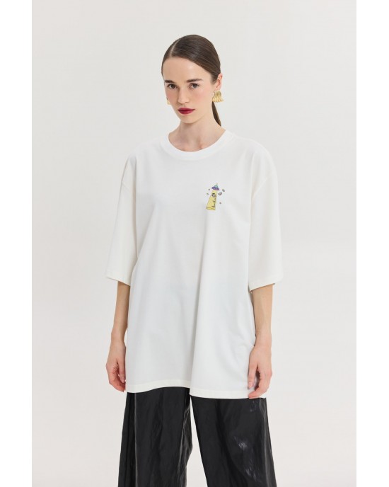 Hemithea Cheetah One Day At Miragia T-shirt Off White Μπλούζα