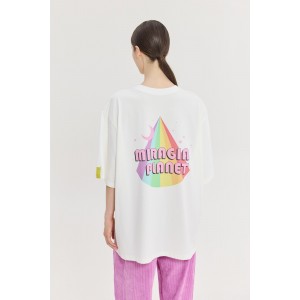 Hemithea Cheetah Rainbow Floyd T-shirt Off White Μπλούζα