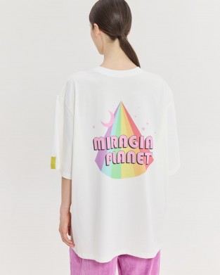 Hemithea Cheetah Rainbow Floyd T-shirt Off White Μπλούζα