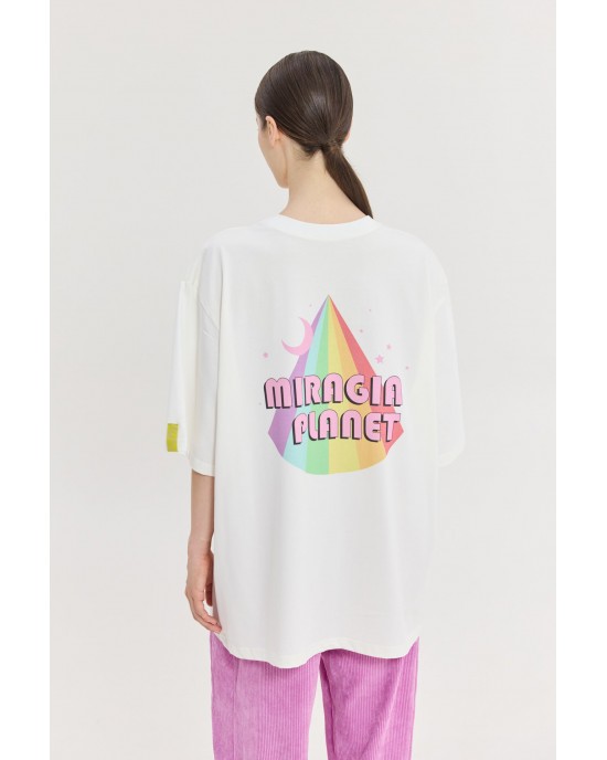 Hemithea Cheetah Rainbow Floyd T-shirt Off White Μπλούζα