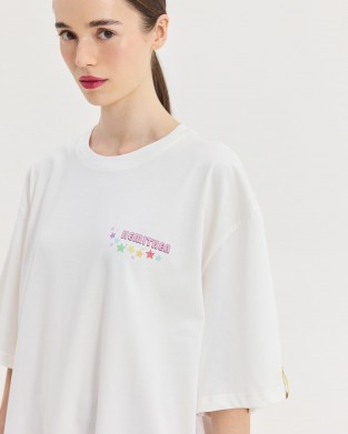 Hemithea Cheetah Rainbow Floyd T-shirt Off White Μπλούζα