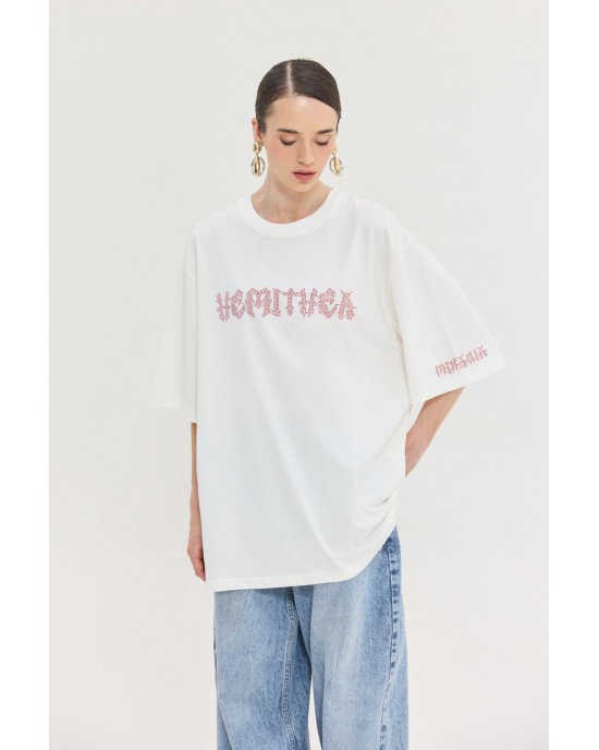 Hemithea Cheetah Metal Vibes T-shirt Off White Μπλούζα