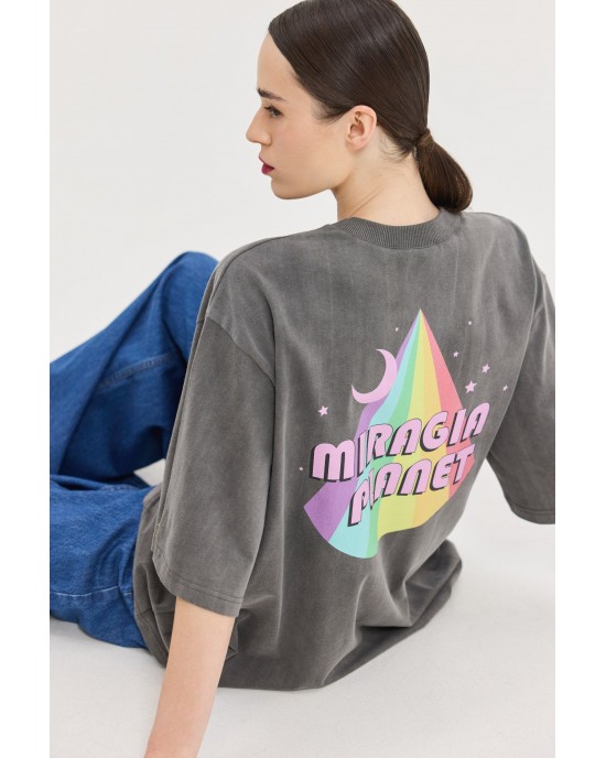 Hemithea Cheetah Rainbow Floyd T-shirt Used Grey Μπλούζα