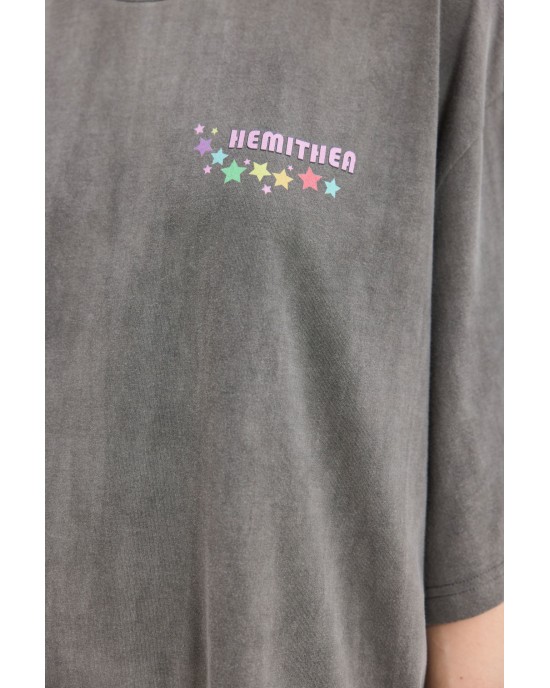 Hemithea Cheetah Rainbow Floyd T-shirt Used Grey Μπλούζα