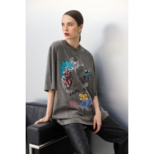 Hemithea Cheetah Rock On T-shirt Used Grey Μπλούζα