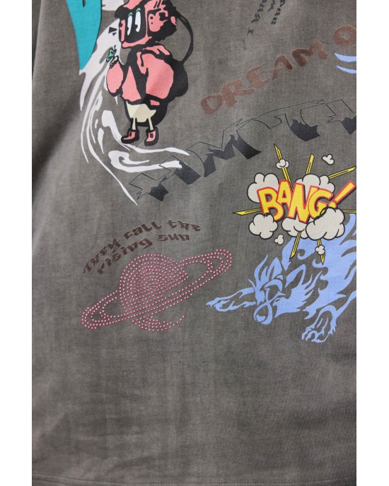Hemithea Cheetah Rock On T-shirt Used Grey Μπλούζα