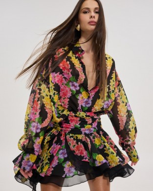 Hemithea Heather Dragon Flower Black Πουκάμισο