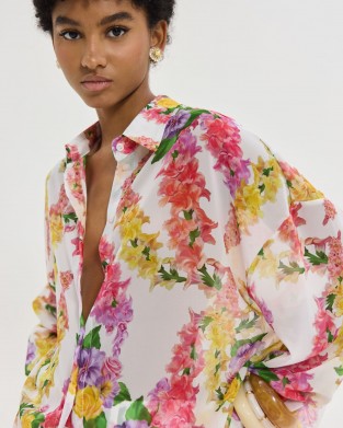 Hemithea Heather Dragon Flower White Πουκάμισο