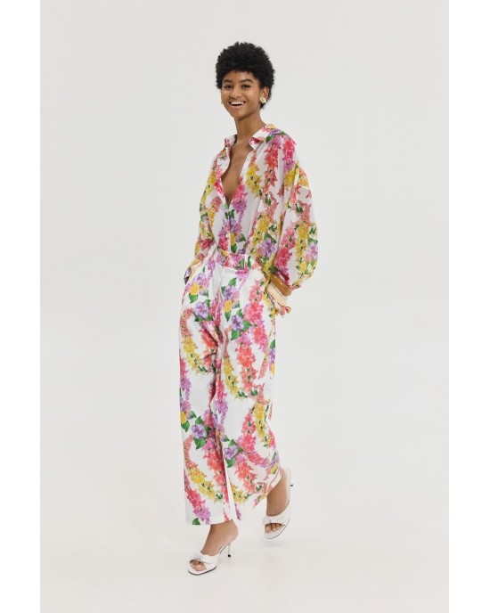 Hemithea Heather Dragon Flower White Πουκάμισο