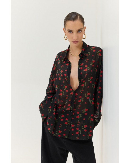 Hemithea Heather Hidden Rose Black Πουκάμισο