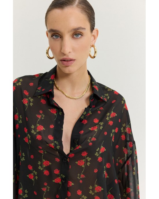 Hemithea Heather Hidden Rose Black Πουκάμισο