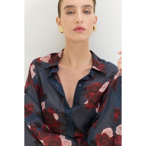 Hemithea Heather Shadow Roses Blue Πουκάμισο