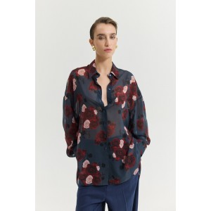 Hemithea Heather Shadow Roses Blue Πουκάμισο