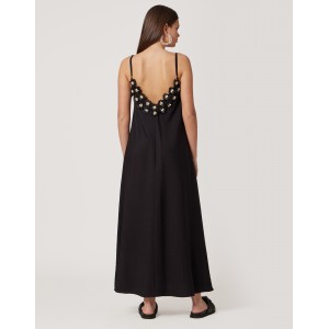 House Of Angels Mini Roses Strap Black Long Φόρεμα